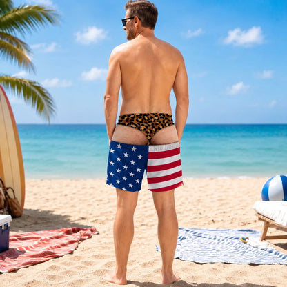 Funny Patriotic Men Swim Trunks - Personalized Birthday Gifts