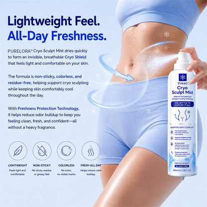 Virexo™  Cryo Sculpt Mist 4-in-1: Adaptive fat-sculpting technology, intelligent cooling, skin defense, and freshness.