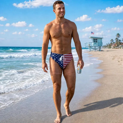 Funny Patriotic Men Swim Trunks - Personalized Birthday Gifts