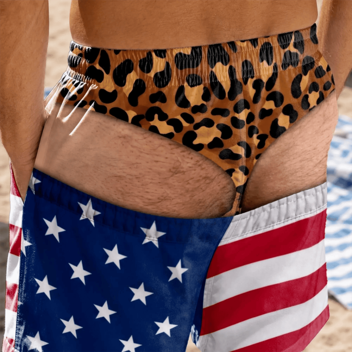 Funny Patriotic Men Swim Trunks - Personalized Birthday Gifts